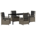 vidaXL Set de jardin de 5 pièces Gris Poly Rattan