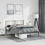 vidaXL Cadre de lit métal sans matelas avec tête de lit noir 135x190cm