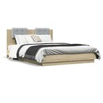 vidaXL Cadre de lit avec LED sans matelas chêne sonoma 140x200 cm