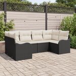 vidaXL Set de canapé de jardin de 6 pièces avec coussins Noir Rattan Poly