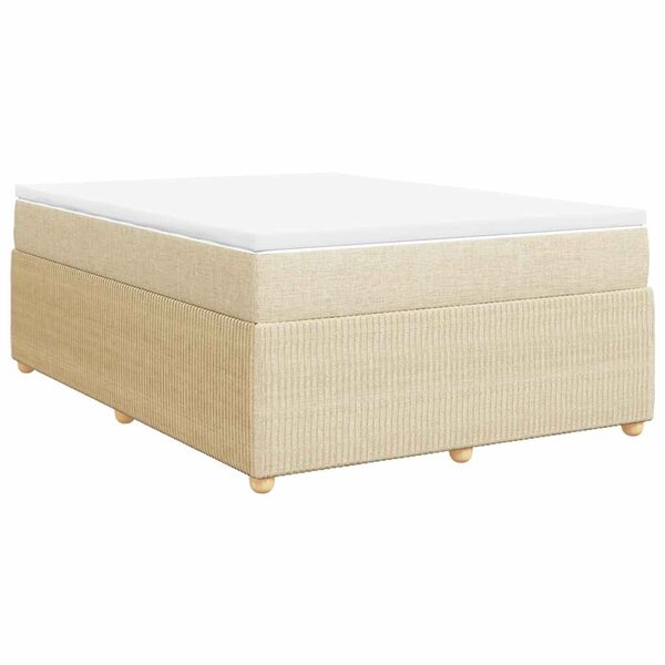 vidaXL Sommier à lattes de lit avec matelas Crème 140x200 cm Tissu