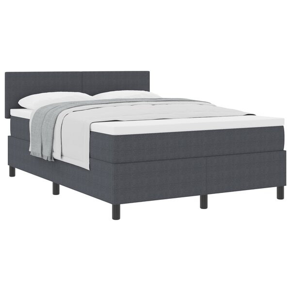 vidaXL Lit avec Sommier et Matelas Gris Foncé 160x200 cm Tissu en Velours Côtelé