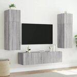 vidaXL Meuble TV mural avec lumières LED sonoma gris 80x35x41 cm