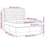 vidaXL Sommier à lattes de lit et matelas Gris clair 140x190cm Velours
