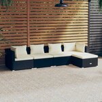 vidaXL Salon de jardin 5 Pièces avec coussins Résine tressée Noir