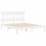 vidaXL Cadre de lit avec tête de lit blanc 160x200 cm bois massif