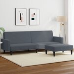 vidaXL Canapé-lit à 2 places avec repose-pied gris foncé velours