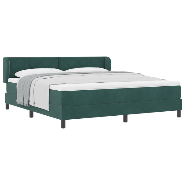 Lit Box Spring vidaXL avec Matelas Vert Foncé 180x200 cm Velours