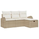 vidaXL Ensemble de canapé de jardin 4 pièces beige poly rattan