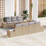 vidaXL Ensemble de sofa de jardin 8 pièces avec coussins beige en poly rotin
