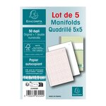 Manifold Quadrillé 5x5 14 8x10 5cm- 50 Feuillets Dupli - Sous Film Par Lot De 5 - X 40 - Exacompta