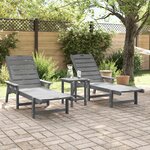 Ensemble de salon de jardin vidaXL 3 pièces gris clair HDPE