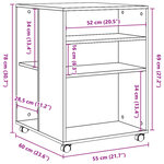 vidaXL Table d'appoint avec roues chêne fumé bois d'ingénierie