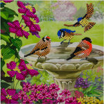 Kit carte broderie diamant 18x18cm Baignade oiseaux