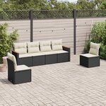 vidaXL Salon de jardin 6 Pièces avec coussins noir résine tressée
