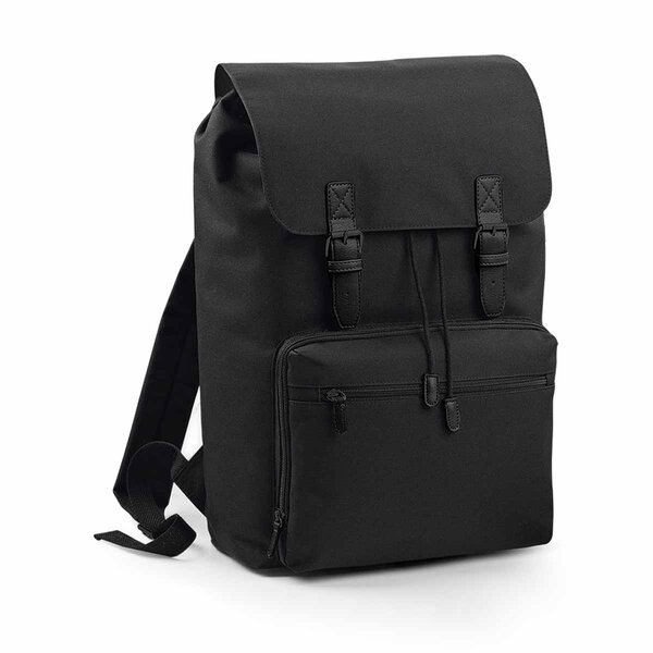 Sac à dos vintage avec compartiment pour ordinateur - BG613 - noir - noir