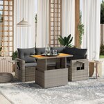 vidaXL Salon de jardin 5 Pièces avec coussins gris résine tressée