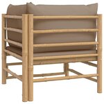 vidaXL Canapé d'angle de jardin avec coussins taupe bambou
