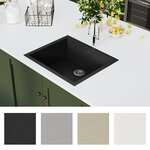 vidaXL Évier de cuisine avec trou de trop-plein Noir Granit