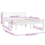 vidaXL Cadre de lit Blanc Bois de pin massif 140x190 cm