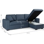 Canapé d'angle convertible réversible - 4 places - Tissu Bleu - HAMILTON - 244 x 151 x 90