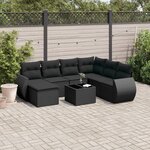 vidaXL Salon de jardin 8 Pièces avec coussins noir résine tressée