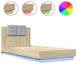 vidaXL Cadre de lit avec LED sans matelas chêne sonoma 100x200 cm