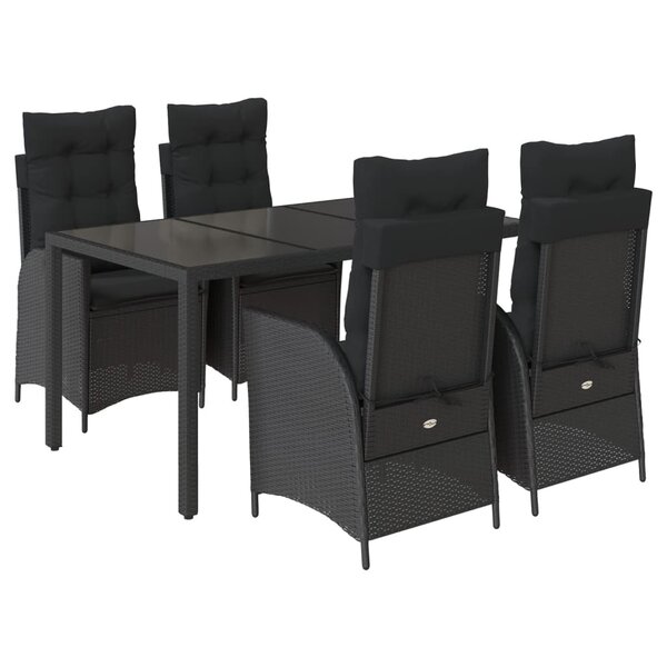 vidaXL Ensemble à manger de jardin coussins 5Pièces Noir Résine tressée