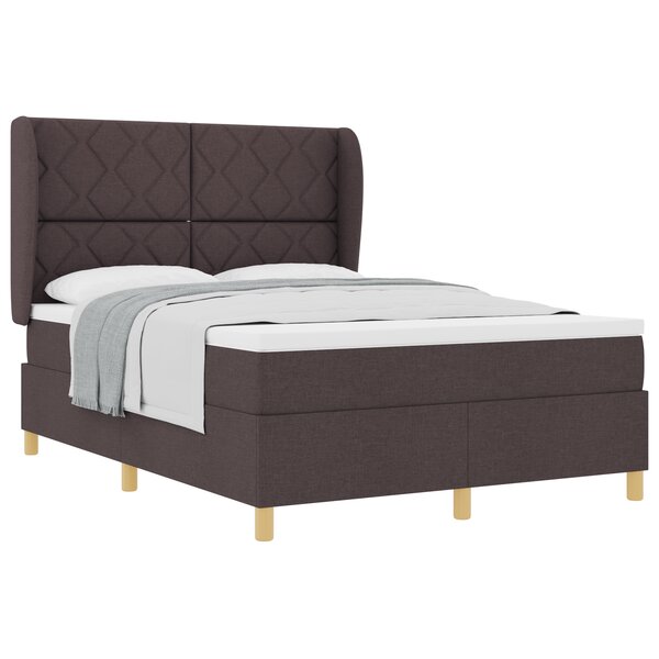 Lit à ressorts vidaXL avec matelas marron foncé 140x190 cm en tissu