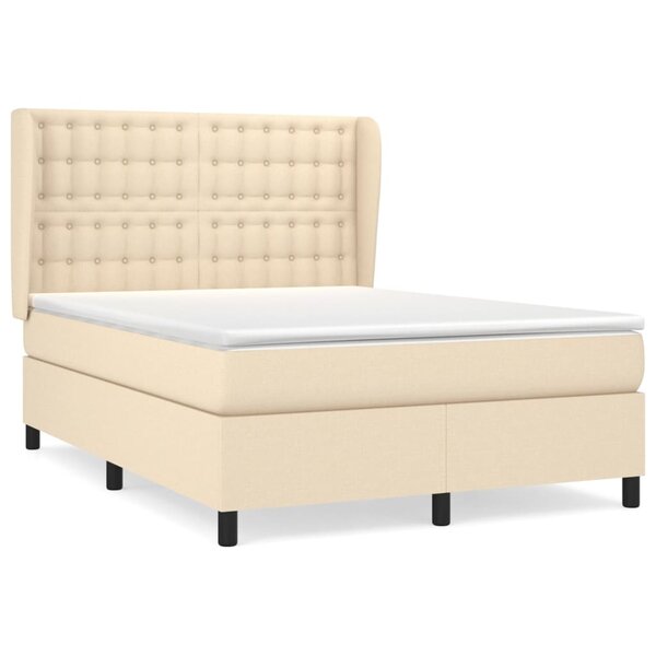 vidaXL Sommier à lattes de lit avec matelas Crème 140x200 cm Tissu