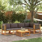 vidaXL Salon de jardin avec coussins 6 Pièces bois d'acacia solide