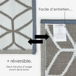 Tapis extérieur terrasse réversible - Tapis de jardin imperméable et résistant UV - Géométrique - Gris - 120x180 cm - HOMESCAPES