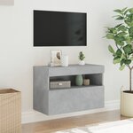 vidaXL Meuble TV mural avec lumières LED gris béton 60x30x40 cm