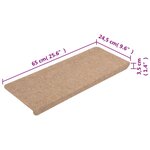 vidaXL Tapis d'escalier auto-adhésifs 15 Pièces 65x24 5x3 5 cm Beige