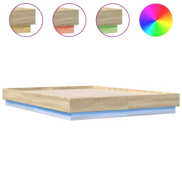 vidaXL Cadre de lit avec LED sans matelas chêne sonoma 150x200 cm