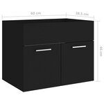 vidaXL Armoire d'évier Noir 60x38 5x46 cm Aggloméré