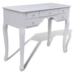 vidaXL Coiffeuse avec miroir et tabouret 7 tiroirs Blanc