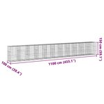 vidaXL Panier gabion avec couvercle 1100x100x150 cm fer galvanisé