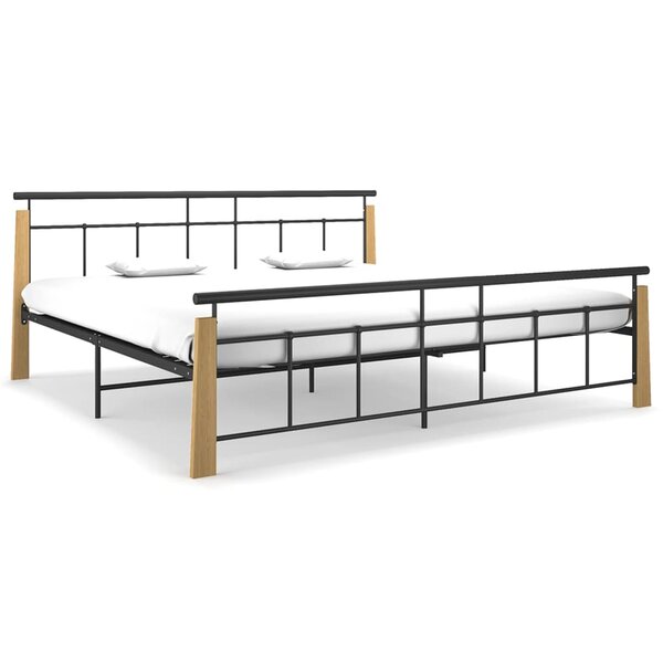 vidaXL Cadre de lit sans matelas métal bois de chêne massif 200x200 cm