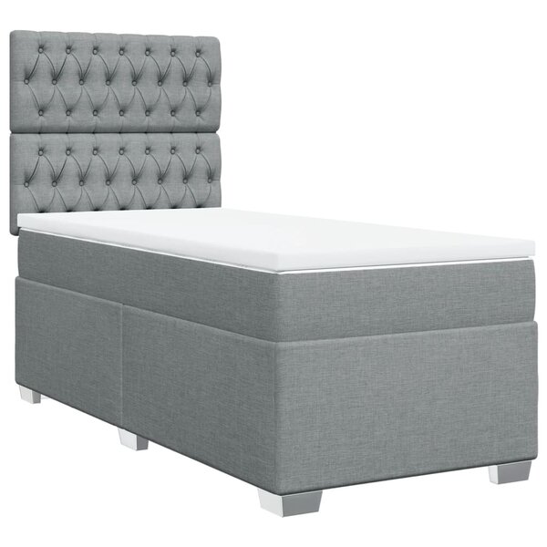 vidaXL Sommier à lattes de lit et matelas Gris clair 90x190 cm Tissu