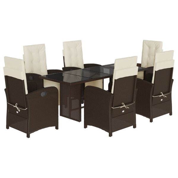 vidaXL Ensemble à manger de jardin et coussins 7 Pièces marron rotin
