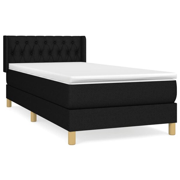 vidaXL Sommier à lattes de lit avec matelas Noir 100x200 cm Tissu