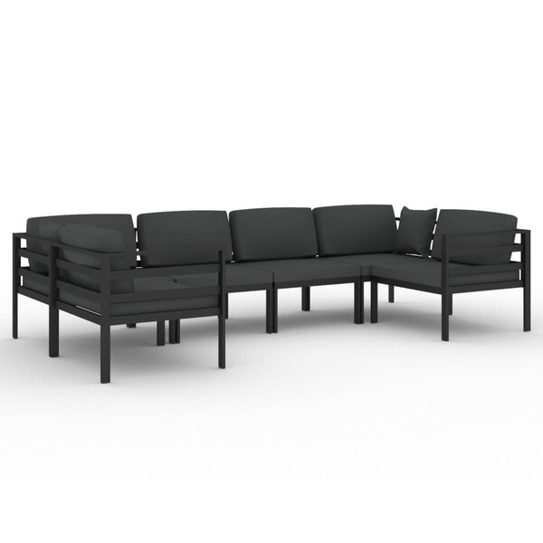 Salon de jardin meuble d'extérieur ensemble de mobilier 6 pièces avec coussins aluminium anthracite 02_0016631