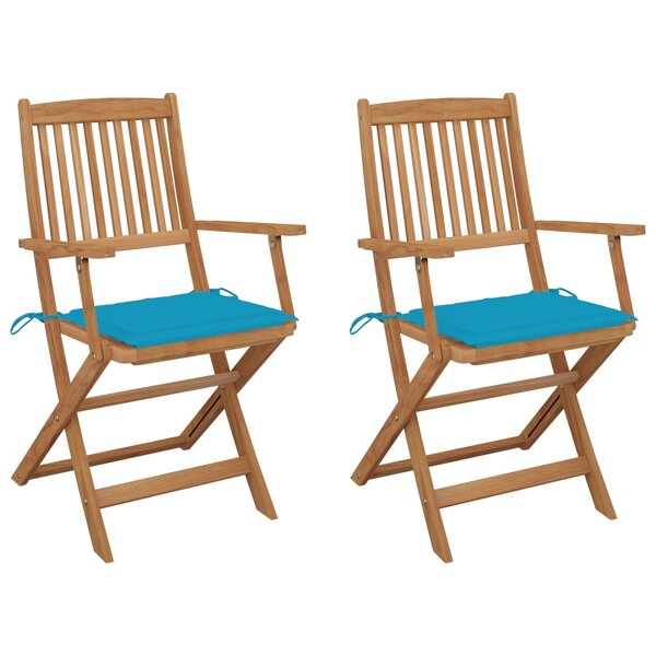 vidaXL Chaises pliables de jardin lot de 2 avec coussins Bois d'acacia