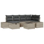 vidaXL Ensemble de canapé de jardin 7 pièces avec coussins gris en poly rotin