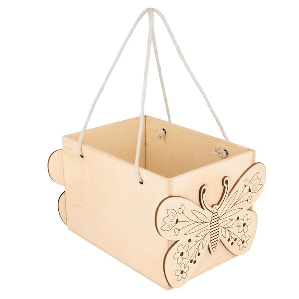 Panier en bois papillons