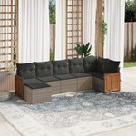 vidaXL Salon de jardin avec coussins 7 Pièces gris résine tressée