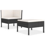 vidaXL Salon de jardin 2 Pièces avec coussins Résine tressée Noir