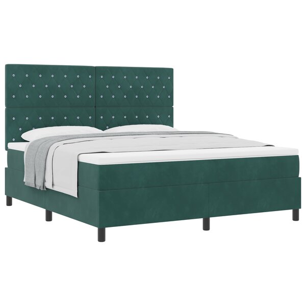 Lit à ressorts vidaXL avec matelas vert foncé super king en velours