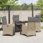 vidaXL Ensemble de salle à manger de jardin 5 pièces beige rotin PE